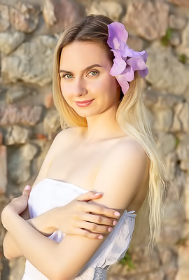 Emily Swan In A Pretty Summer Dress And High Heels That Show Off Her Lovely Long Legs
