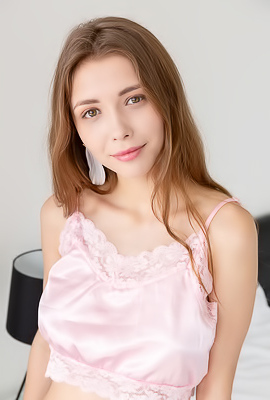 Mila Azul Teases In Pink Silk Lingerie With Irresistible Solo Play On Crisp Sheets